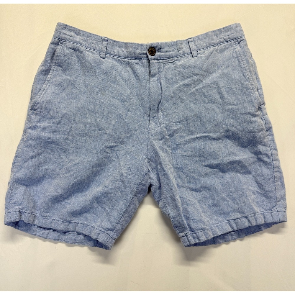 Club‎ Monaco Maddox Fit Chino Shorts Mens 33 Light Blue Chambray Resort Wear